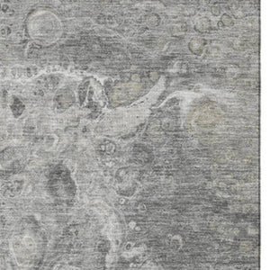 HomeRoots 8' x 10' Modern Silver and Gray Abstract Washable Area Rug with UV Protection for Busy Homes 650432