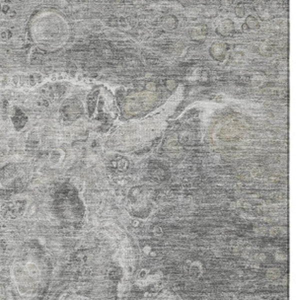 HomeRoots 8' x 10' Modern Silver and Gray Abstract Washable Area Rug with UV Protection for Busy Homes 650432