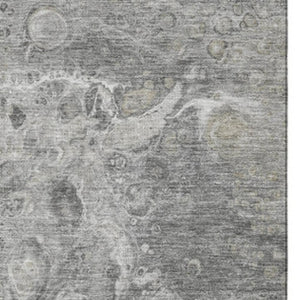 HomeRoots 9' X 12' Silver and Gray Abstract Area Rug - Washable, UV Protected, Modern Design for Busy Homes 650433