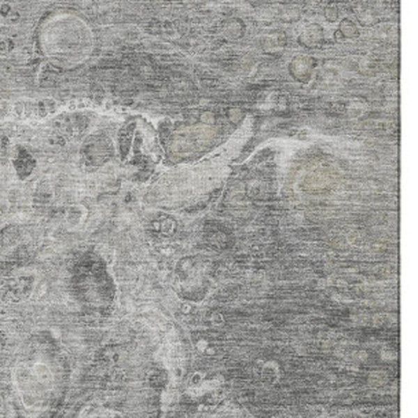 HomeRoots 9' X 12' Silver and Gray Abstract Area Rug - Washable, UV Protected, Modern Design for Busy Homes 650433
