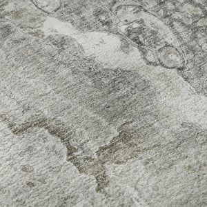 HomeRoots 10' X 14' Silver and Gray Abstract Area Rug - Stylish, Stain-Resistant, Washable, UV Protected Design 650434