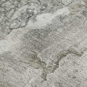 HomeRoots 10' X 14' Silver and Gray Abstract Area Rug - Stylish, Stain-Resistant, Washable, UV Protected Design 650434