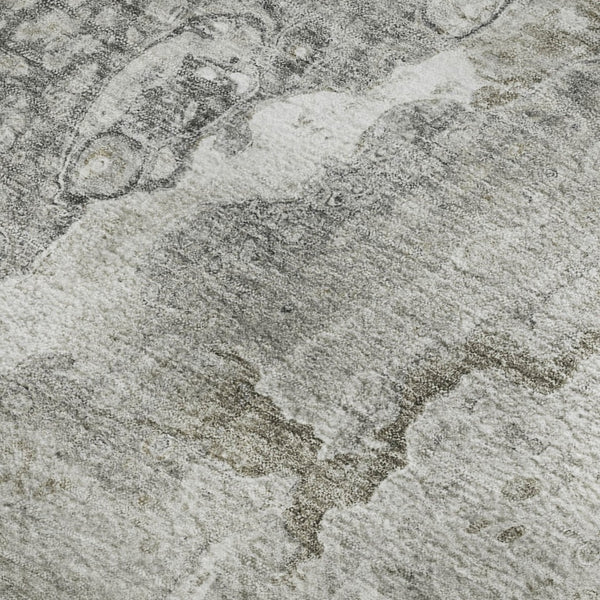 HomeRoots 10' X 14' Silver and Gray Abstract Area Rug - Stylish, Stain-Resistant, Washable, UV Protected Design 650434