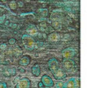 HomeRoots 8' X 10' Teal Gold Gray Abstract Washable Area Rug with UV Protection for Modern Homes & Durability 650438