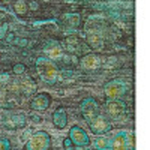 HomeRoots 9' X 12' Teal Gold Gray Abstract Area Rug - Washable, UV Protection, Durable for Homes with Kids & Pets 650439