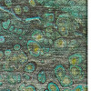 HomeRoots 10' Teal, Gold & Gray Abstract Washable Area Rug – Durable, Stain-Resistant, UV Protected Design 650440