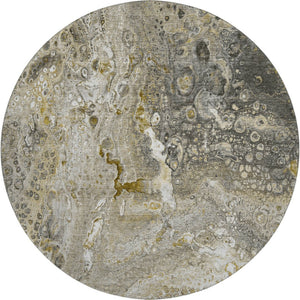 HomeRoots 8' Round Washable Rug in Taupe, Ivory & Gold – Stylish, Stain-Resistant, UV Protected for Any Space! 650443