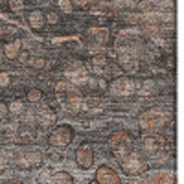 HomeRoots 5' X 8' Abstract Terra Cotta Ivory Gray Washable Area Rug with UV Protection for Modern Homes 650448