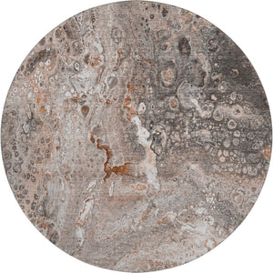 HomeRoots 8' Terra Cotta Round Rug - Stylish Abstract Design, Washable, UV Protected, Stain Resistant for Any Room 650449