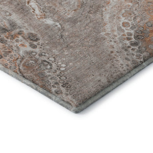 HomeRoots 8' Terra Cotta Round Rug - Stylish Abstract Design, Washable, UV Protected, Stain Resistant for Any Room 650449