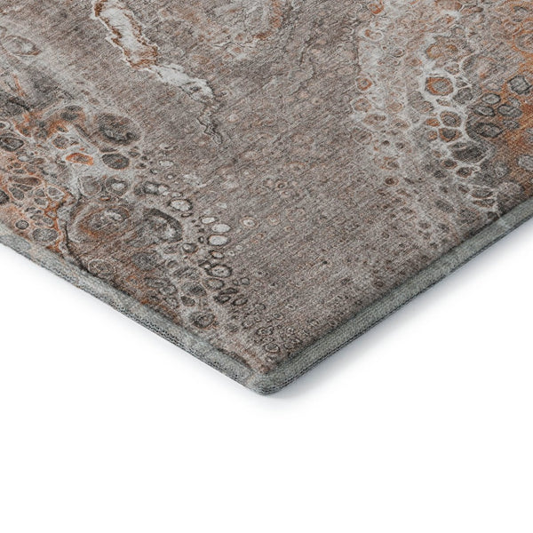 HomeRoots 8' Terra Cotta Round Rug - Stylish Abstract Design, Washable, UV Protected, Stain Resistant for Any Room 650449
