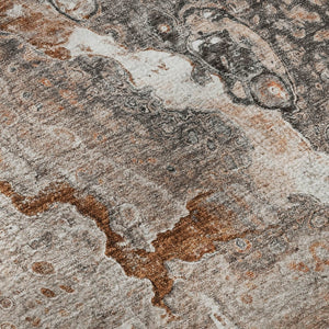 HomeRoots 8' Terra Cotta Round Rug - Stylish Abstract Design, Washable, UV Protected, Stain Resistant for Any Room 650449