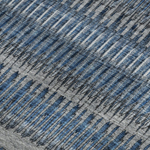 HomeRoots 10' X 14' Coastal Blue and Ivory Striped Washable Area Rug with UV Protection for Stylish Spaces 650464