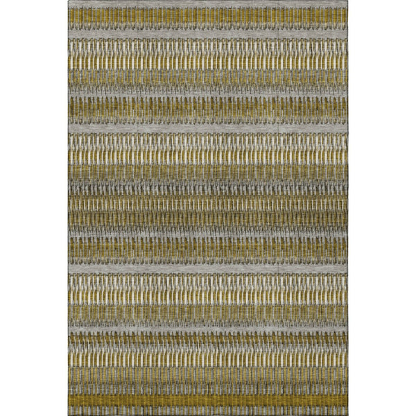 HomeRoots 5' X 8' Striped Area Rug in Coffee, Ivory, and Gray – Washable, UV Protected, Kid & Pet Friendly! 650466