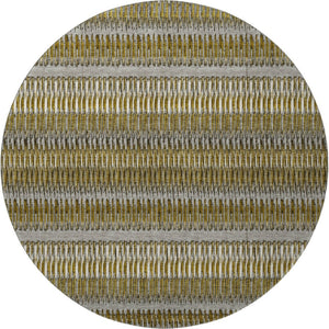 HomeRoots 8' Striped Washable Round Rug in Coffee, Ivory & Gray - UV Protected, Perfect for Homes & Patios 650467