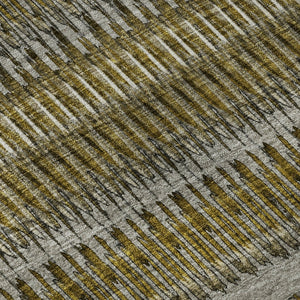 HomeRoots 10' X 14' Coffee Ivory Gray Striped Area Rug - Durable, Washable, UV-Protected for Busy Homes! 650470