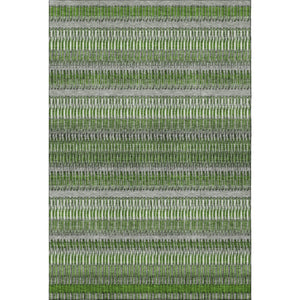 HomeRoots 5' X 8' Striped Area Rug in Green, Ivory, and Gray – Washable, UV-Protected, Pet-Friendly Design 650472