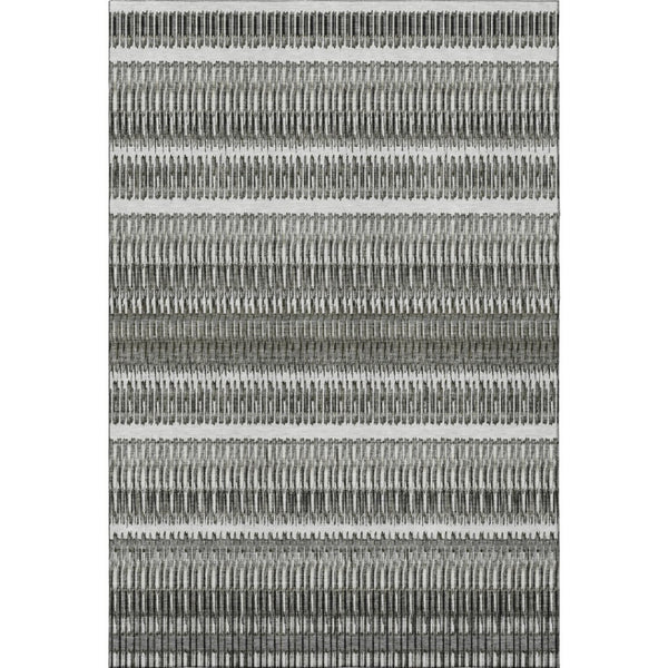 HomeRoots 8' X 10' Gray And Ivory Striped Washable Area Rug – Stain Resistant, UV Protected, Easy Care Design 650480