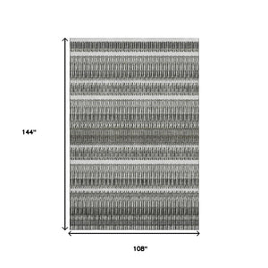 HomeRoots 9' X 12' Gray and Ivory Striped Washable Area Rug with UV Protection – Durable, Stylish, and Versatile! 650481