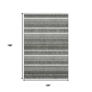 HomeRoots 10' Gray and Ivory Striped Washable Area Rug - UV Protected, Stain Resistant, Ideal for Busy Homes! 650482