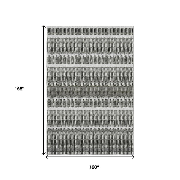 HomeRoots 10' Gray and Ivory Striped Washable Area Rug - UV Protected, Stain Resistant, Ideal for Busy Homes! 650482