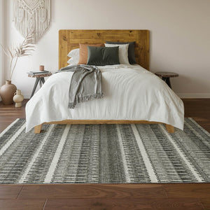HomeRoots 10' Gray and Ivory Striped Washable Area Rug - UV Protected, Stain Resistant, Ideal for Busy Homes! 650482