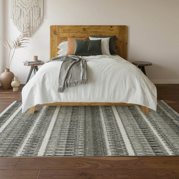 HomeRoots 10' Gray and Ivory Striped Washable Area Rug - UV Protected, Stain Resistant, Ideal for Busy Homes! 650482