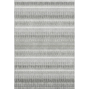 HomeRoots 5' X 8' Ivory & Gray Striped Washable Area Rug - Durable, UV-Protected, Perfect for High-Traffic Spaces 650484