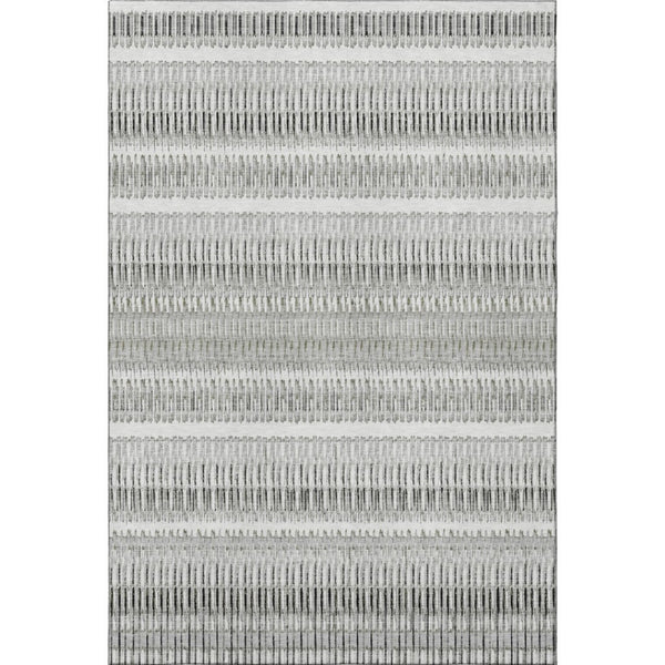 HomeRoots 8' X 10' Ivory And Gray Striped Washable Area Rug – Stylish, Durable, Stain-Resistant with UV Protection! 650486