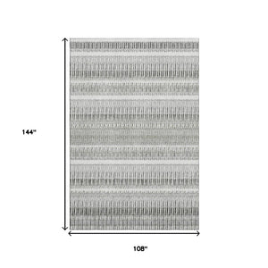 HomeRoots 9' X 12' Ivory and Gray Striped Washable Area Rug - UV Protected, Stain Resistant, Stylish Comfort 650487