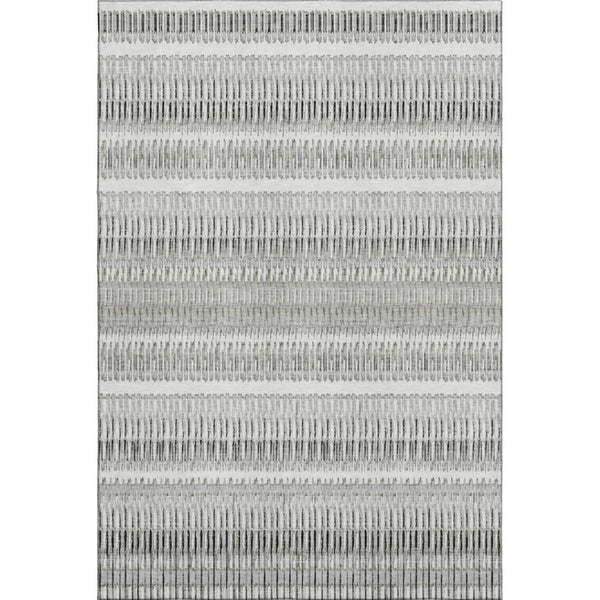 HomeRoots 9' X 12' Ivory and Gray Striped Washable Area Rug - UV Protected, Stain Resistant, Stylish Comfort 650487