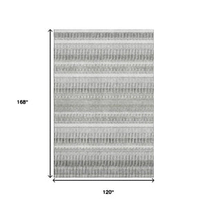 HomeRoots 10' X 14' Ivory and Gray Striped Washable Area Rug with UV Protection for Stylish, Durable Living Spaces 650488