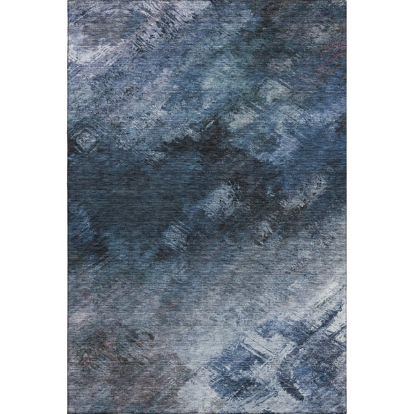 HomeRoots 8' X 10' Contemporary Blue, Black & Gray Abstract Area Rug - Stain-Resistant, UV-Protected Design 650498