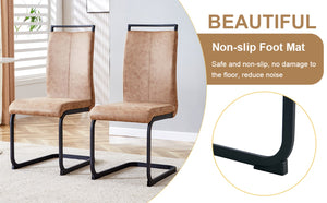 English Elm Table 67"X36" Modern 5-Piece Dining Set With Brown Fabric Chairs For Kitchen & Dining Room Use W1151S01955-GIGA