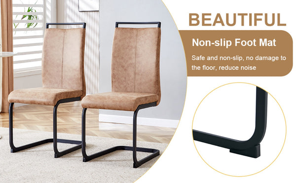 English Elm Table 67"X36" Modern 5-Piece Dining Set With Brown Fabric Chairs For Kitchen & Dining Room Use W1151S01955-GIGA