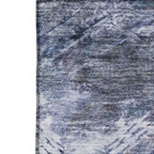 HomeRoots 10' X 14' Contemporary Blue, Black & Gray Abstract Washable Area Rug with Stain & UV Protection 650500