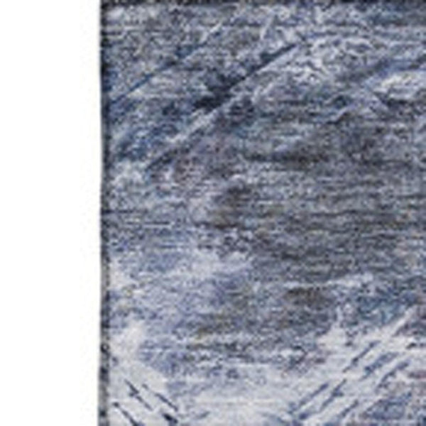 HomeRoots 10' X 14' Contemporary Blue, Black & Gray Abstract Washable Area Rug with Stain & UV Protection 650500