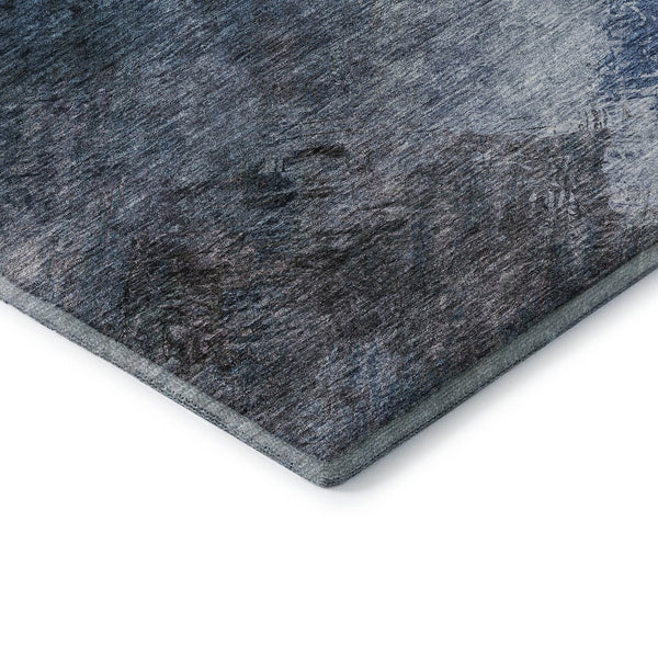 HomeRoots 10' X 14' Contemporary Blue, Black & Gray Abstract Washable Area Rug with Stain & UV Protection 650500