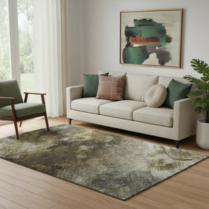 HomeRoots 5' X 8' Chocolate Gray And Charcoal Abstract Area Rug - Washable, UV Protected, Stain Resistant Design 650502