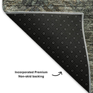 HomeRoots 8' Chocolate Gray & Charcoal Abstract Round Rug – Durable, Stain-Resistant, UV Protected Design for Homes 650503
