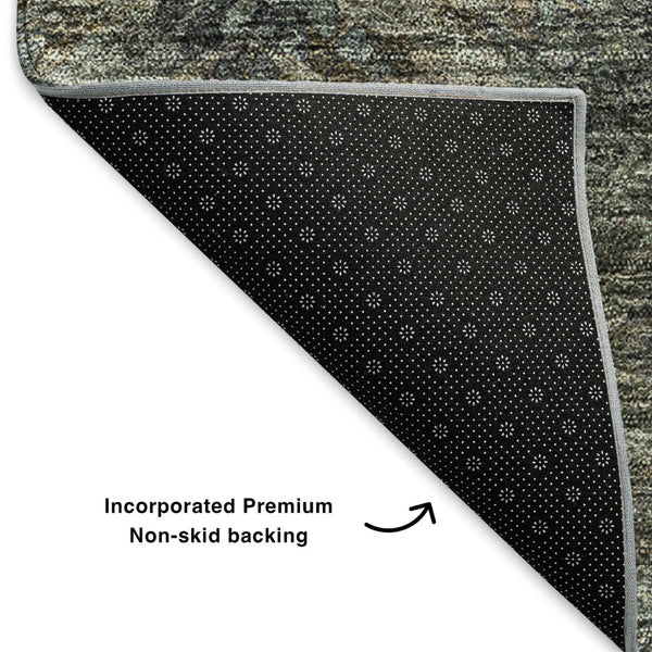 HomeRoots 8' Chocolate Gray & Charcoal Abstract Round Rug – Durable, Stain-Resistant, UV Protected Design for Homes 650503