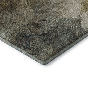HomeRoots 8' Chocolate Gray & Charcoal Abstract Round Rug – Durable, Stain-Resistant, UV Protected Design for Homes 650503