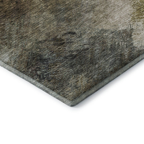 HomeRoots 8' Chocolate Gray & Charcoal Abstract Round Rug – Durable, Stain-Resistant, UV Protected Design for Homes 650503