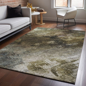 HomeRoots 8' X 10' Abstract Chocolate Gray & Charcoal Washable Area Rug with UV Protection for High Traffic Areas 650504