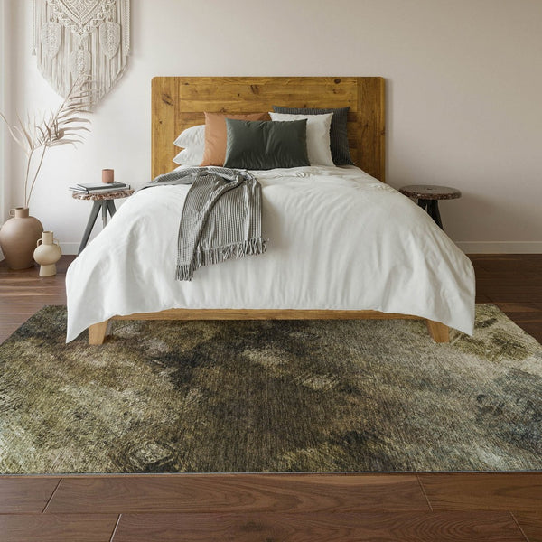 HomeRoots 8' X 10' Abstract Chocolate Gray & Charcoal Washable Area Rug with UV Protection for High Traffic Areas 650504