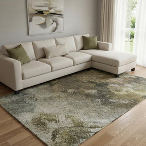 HomeRoots 9' X 12' Chocolate Gray Abstract Area Rug - Washable, UV Protected, Durable for High-Traffic Areas 650505