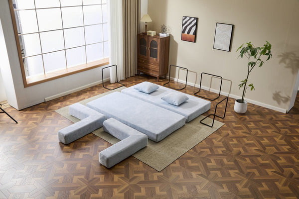 English Elm Floor Couch - Versatile Chenille Convertible Sofa Bed With Pillow Support For Living Room & Dorms W3723P344016