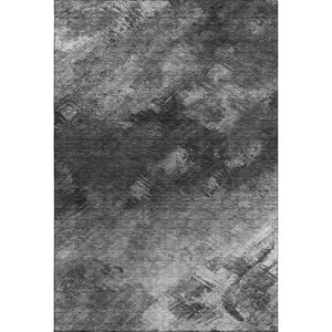 HomeRoots 5' X 8' Stylish Gray Silver Black Abstract Area Rug - UV Protected, Washable, Pet-Friendly Design 650514