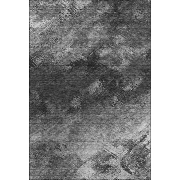HomeRoots 5' X 8' Stylish Gray Silver Black Abstract Area Rug - UV Protected, Washable, Pet-Friendly Design 650514