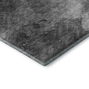 HomeRoots 5' X 8' Stylish Gray Silver Black Abstract Area Rug - UV Protected, Washable, Pet-Friendly Design 650514